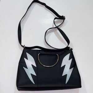 For The Record Ring Satchel In High Voltage Black and White Bag Lightning Design